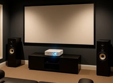 Home theater with projector installation